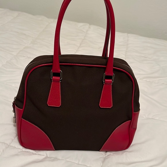 Prada Bowler Canvas and Leather Satchel - Picture 2 of 16